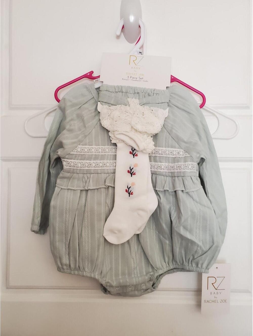 Baby Rachel Zoe 6/9 Months Light Green Romper